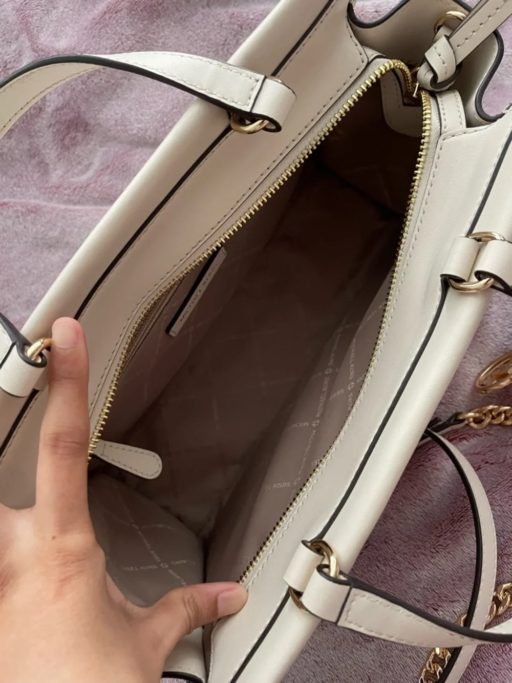 Michael Kors Ivory Leather Top-Handle Satchel - Picture 5 of 5